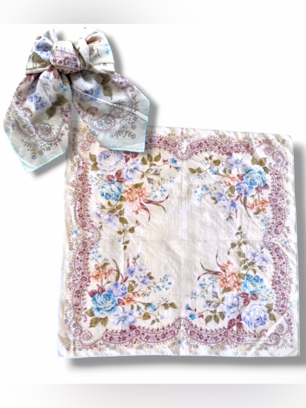 Yves Saint Laurent (YSL) floral cotton scarf bandanna bag accessory handkerchief